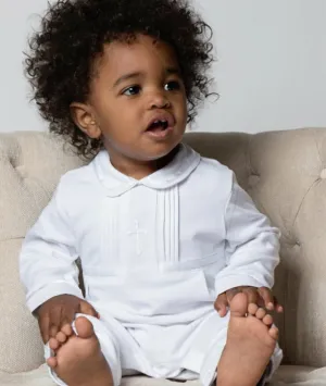 2 Piece Boys Embroidered Christening Romper