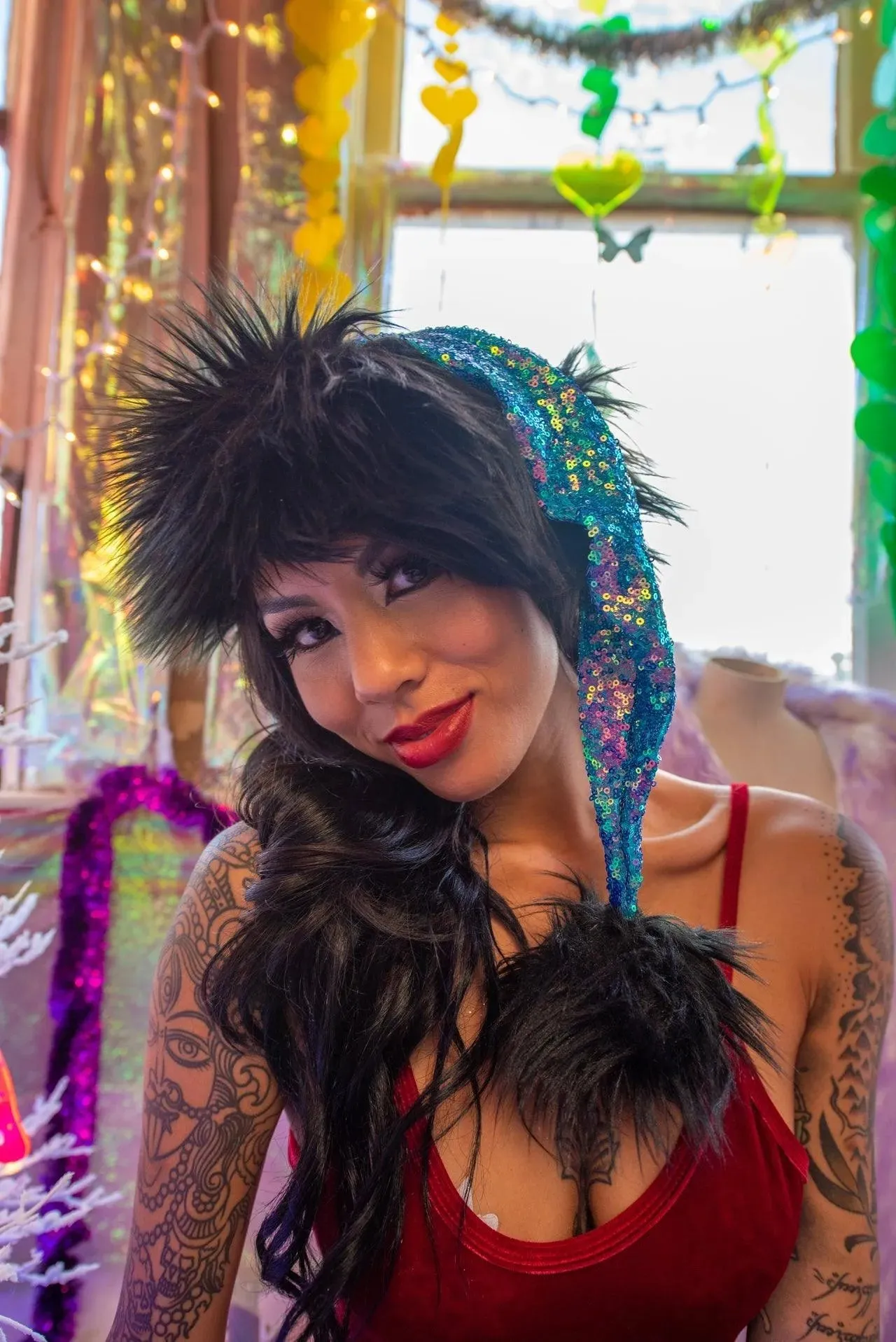 CH333 - Holographic Sequin Santa Hat
