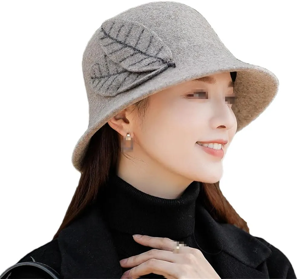 Fashion Wool Bow Flat Top Hat for Women's Men's Felt Wide Brim Casual Elegant Church Hat,Khaki-One Size
