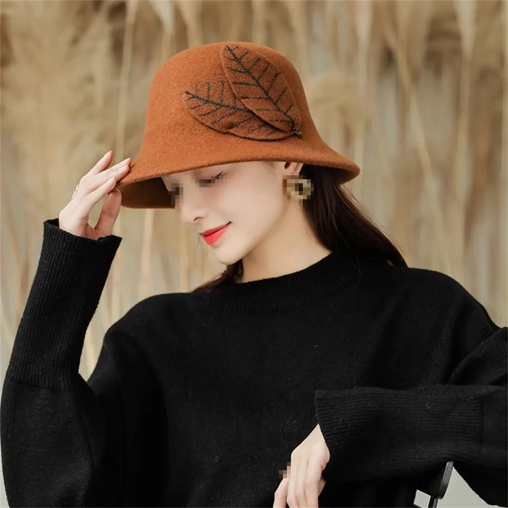 Fashion Wool Bow Flat Top Hat for Women's Men's Felt Wide Brim Casual Elegant Church Hat,Khaki-One Size