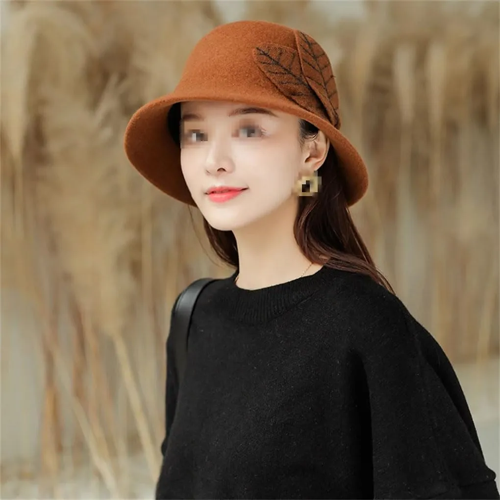 Fashion Wool Bow Flat Top Hat for Women's Men's Felt Wide Brim Casual Elegant Church Hat,Khaki-One Size