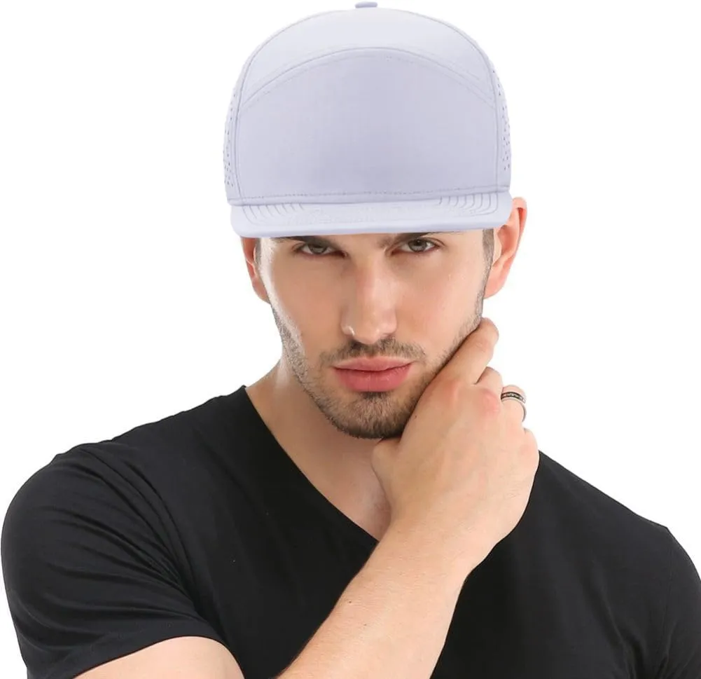 FASHIXD Mesh Snapback Cap for Men Flat Brim Baseball Cap Breathable Golf Hat Adujustable