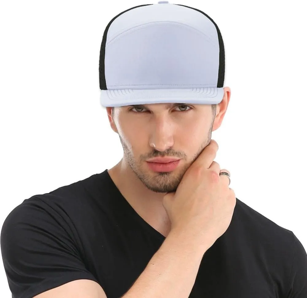 FASHIXD Mesh Snapback Cap for Men Flat Brim Baseball Cap Breathable Golf Hat Adujustable