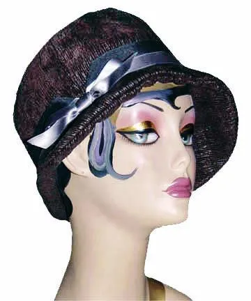 Grace Cloche Style Hat - Bongo in Black/Gray Upholstery