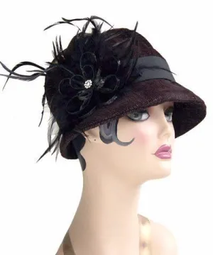 Grace Cloche Style Hat - Bongo in Black/Gray Upholstery