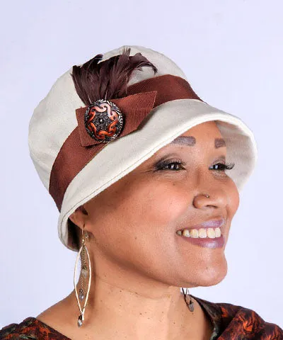 Grace Cloche Style Hat - Linen in Seashell