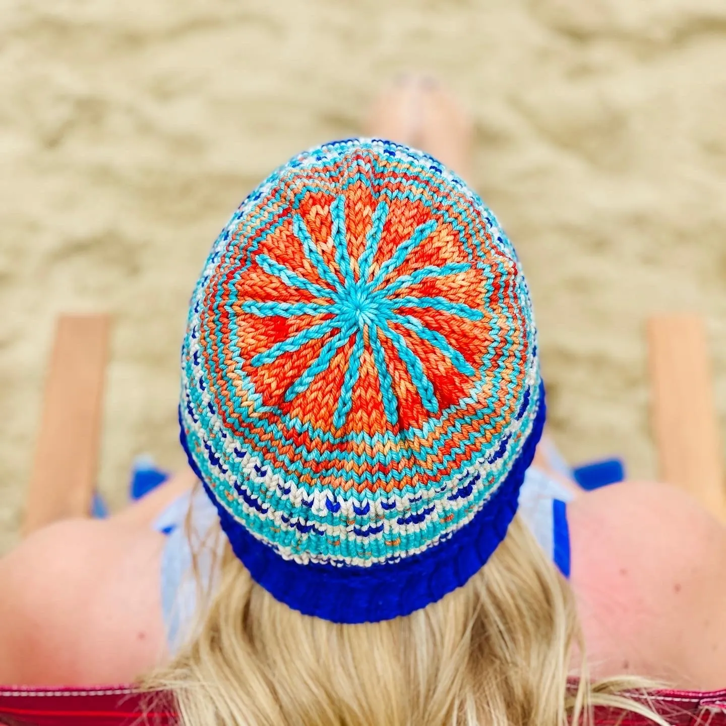 Hand knit merino wool unisex womens winter hat beanie fun bright colorful