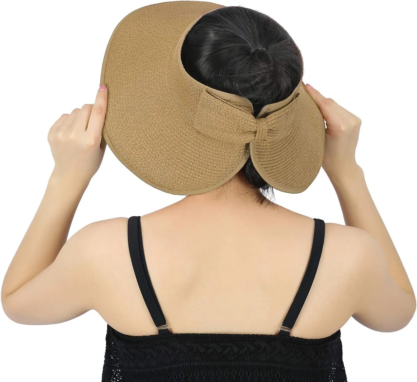 HDE Sun Visor for Women Roll Up Ponytail Hat Packable Beach Straw Visor Sun Hats