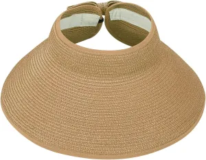 HDE Sun Visor for Women Roll Up Ponytail Hat Packable Beach Straw Visor Sun Hats