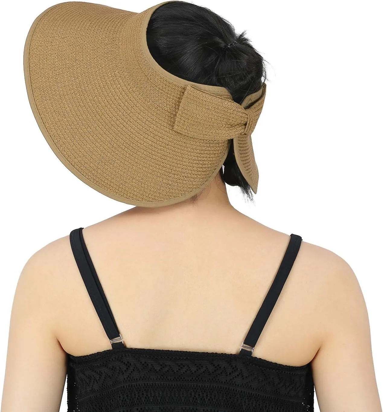HDE Sun Visor for Women Roll Up Ponytail Hat Packable Beach Straw Visor Sun Hats