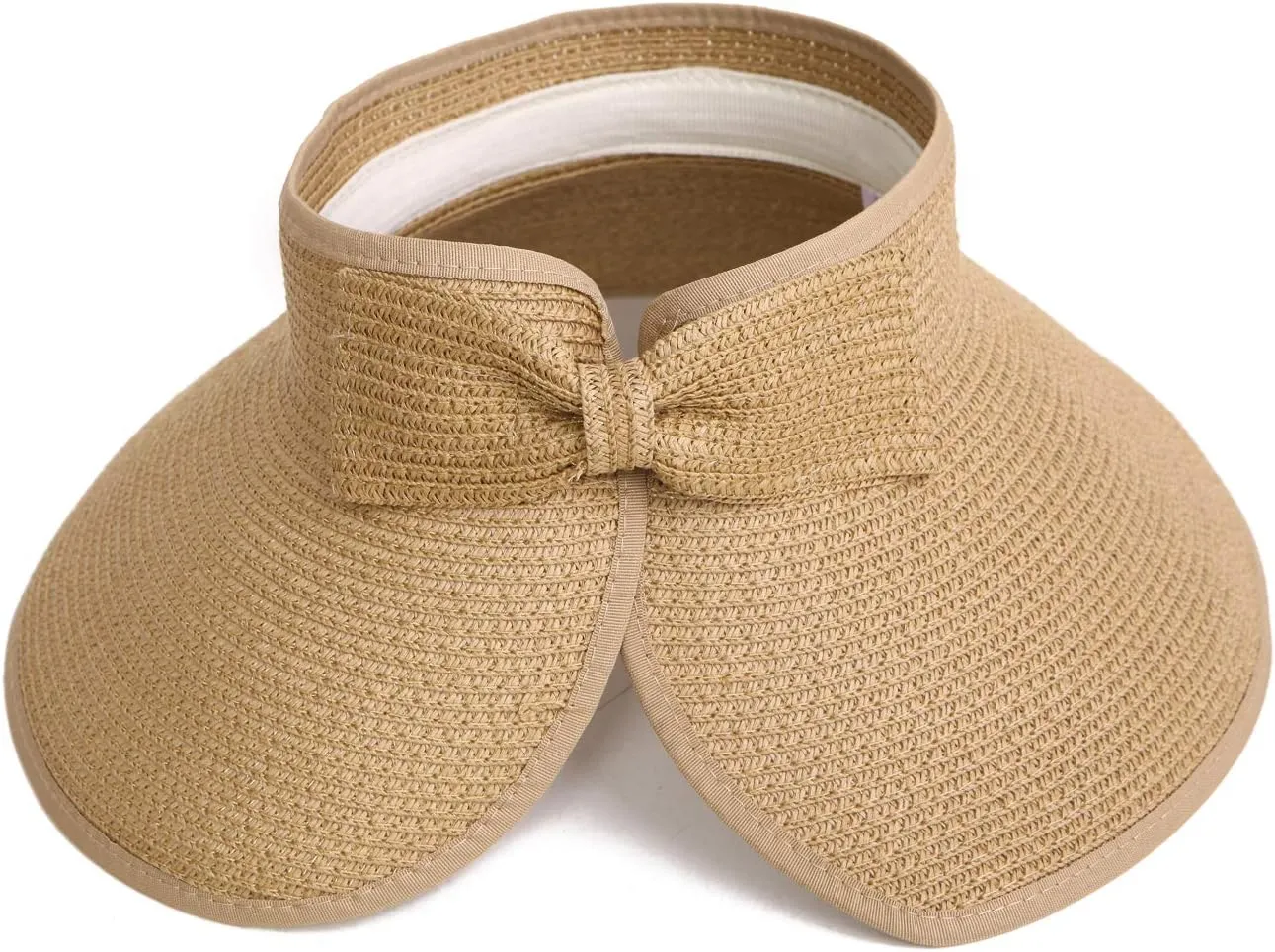 HDE Sun Visor for Women Roll Up Ponytail Hat Packable Beach Straw Visor Sun Hats