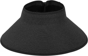HDE Sun Visor for Women Roll Up Ponytail Hat Packable Beach Straw Visor Sun Hats