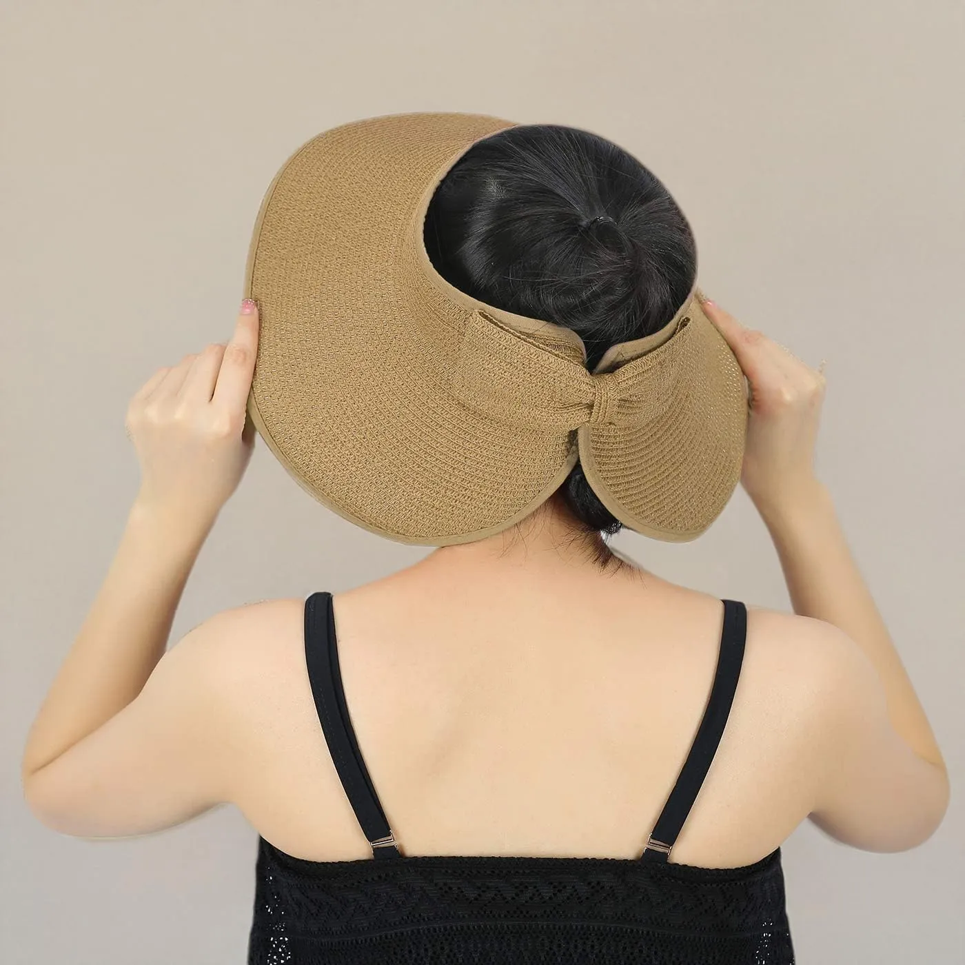 HDE Sun Visor for Women Roll Up Ponytail Hat Packable Beach Straw Visor Sun Hats