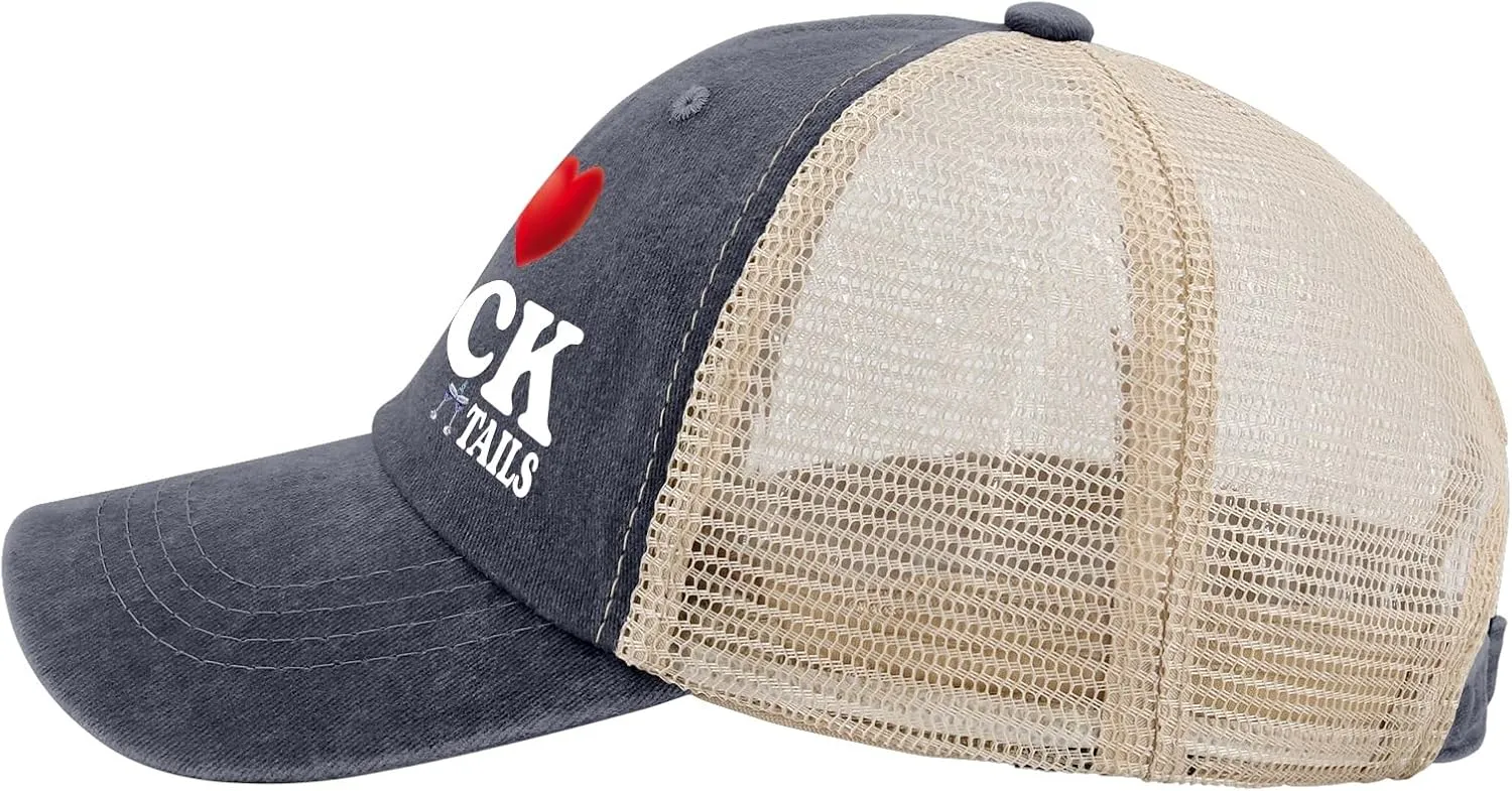 I Love Cocktails Hat Trucker Hat Men Funny Mesh Hats for Summer