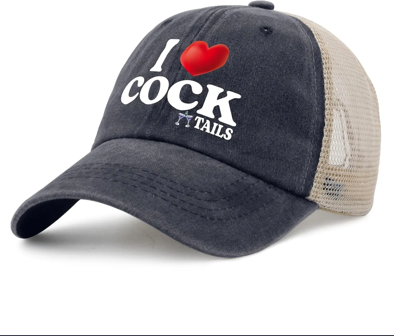 I Love Cocktails Hat Trucker Hat Men Funny Mesh Hats for Summer