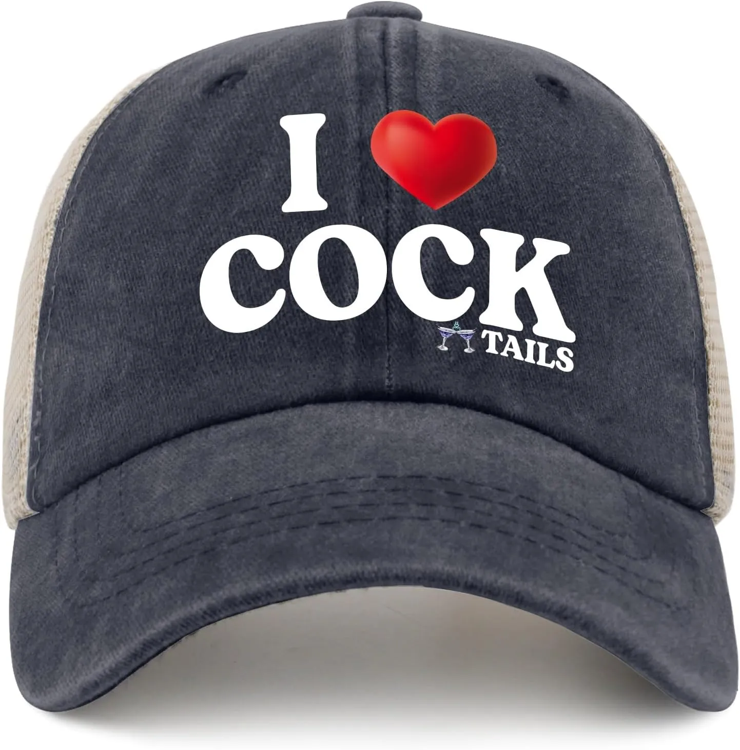 I Love Cocktails Hat Trucker Hat Men Funny Mesh Hats for Summer