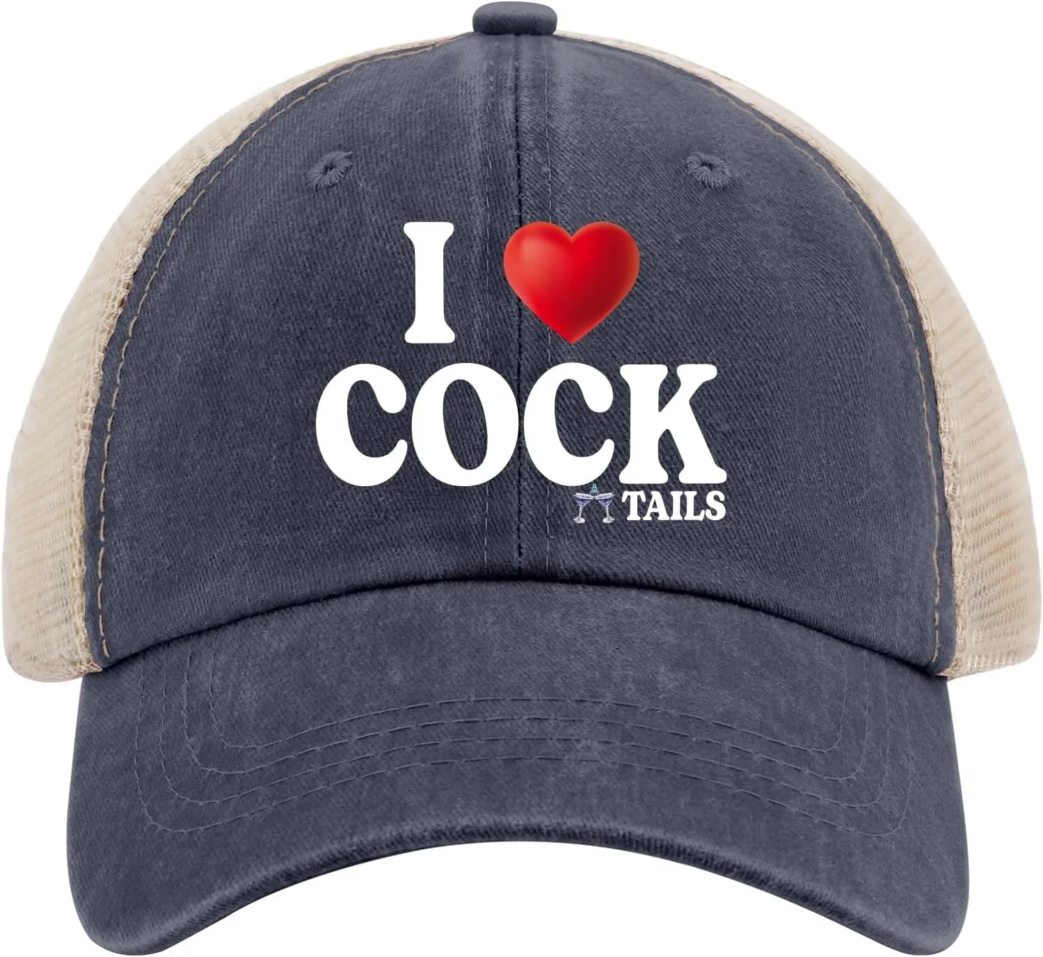 I Love Cocktails Hat Trucker Hat Men Funny Mesh Hats for Summer