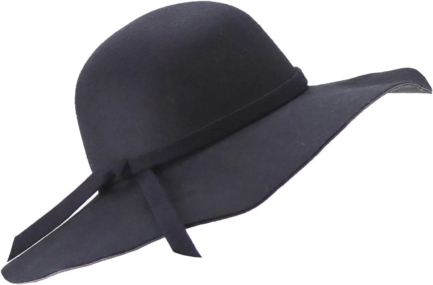 IZUS Floppy Fedora with Bowknot Decor for Women Retro Cloche Crown Felt Hat Ladies Wide Brim Bowler Hat Medium