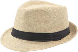Men Fedora Hats Linen Jazz Caps Classic Solid CurlyStraw Hat Summer Sun Beach Hat Outdoor UV Protection Hat