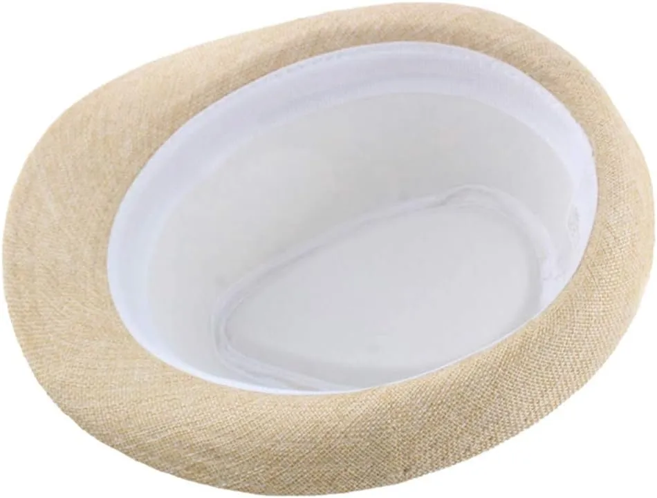 Men Fedora Hats Linen Jazz Caps Classic Solid CurlyStraw Hat Summer Sun Beach Hat Outdoor UV Protection Hat