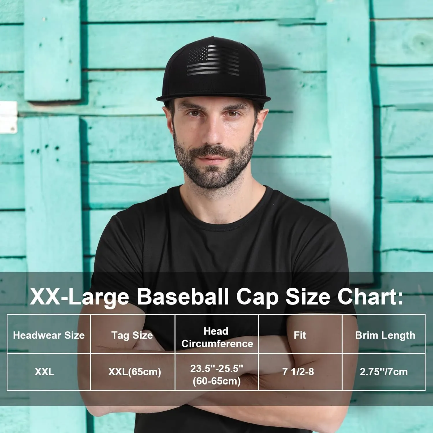 Men's Oversize XXL American Flag Flat Brim Cap - 3D Embossed Logo Mesh Snapback Hat - Adjustable Flat Bill Hats