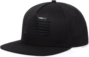 Men's Oversize XXL American Flag Flat Brim Cap - 3D Embossed Logo Mesh Snapback Hat - Adjustable Flat Bill Hats