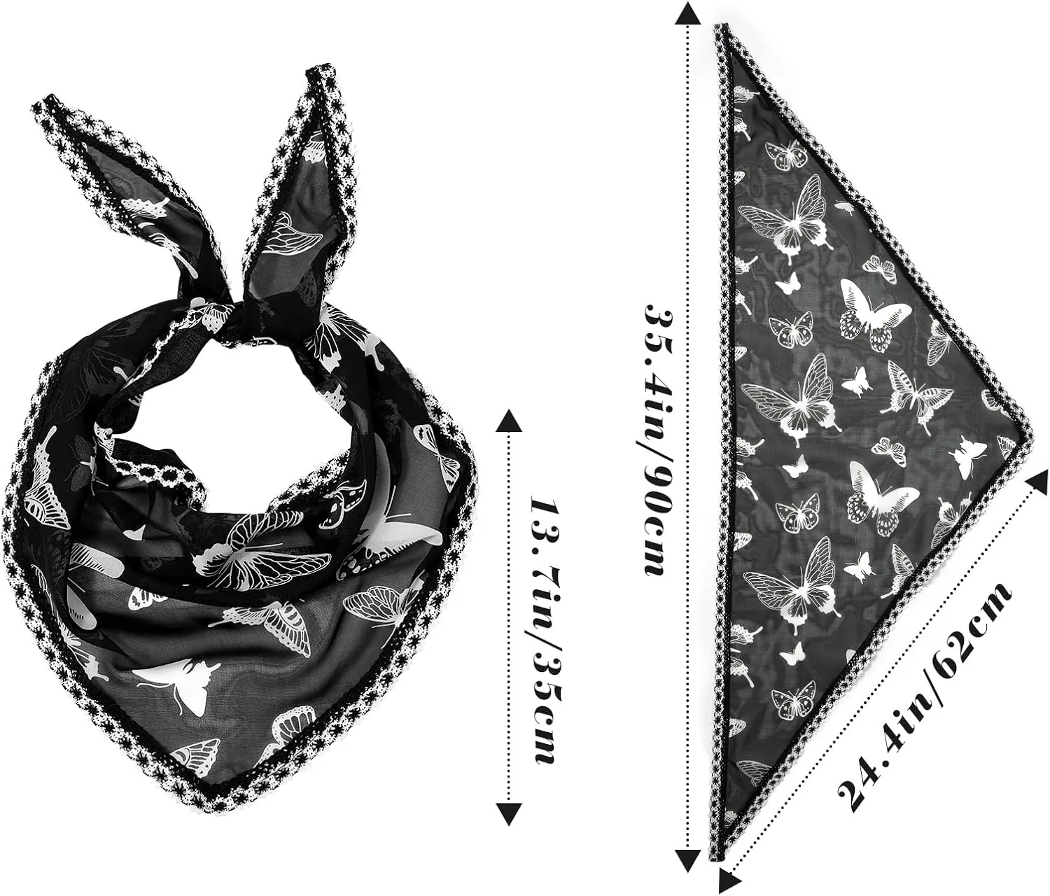 Molans 3Pcs Floral Head Scarf, Chiffon Hair Bandanas Kerchief, Vintage Boho Hair Scarf for Women Girls