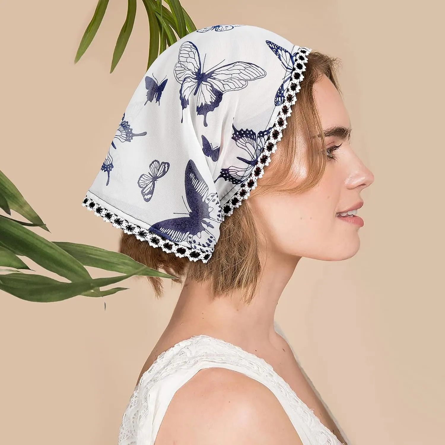 Molans 3Pcs Floral Head Scarf, Chiffon Hair Bandanas Kerchief, Vintage Boho Hair Scarf for Women Girls
