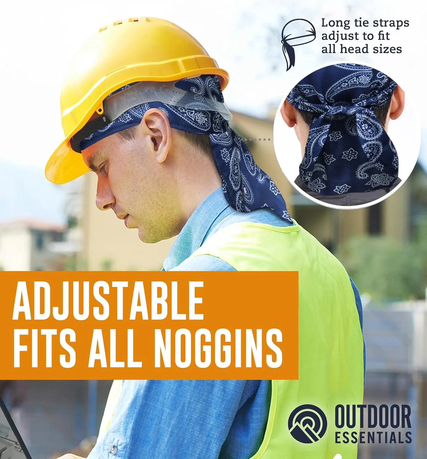 OutdoorEssentials Cooling Helmet Liner - Motorcycle Headwraps for Men - Do Rag Bandanas for Men - Bandana Skull Cap Biker Cap
