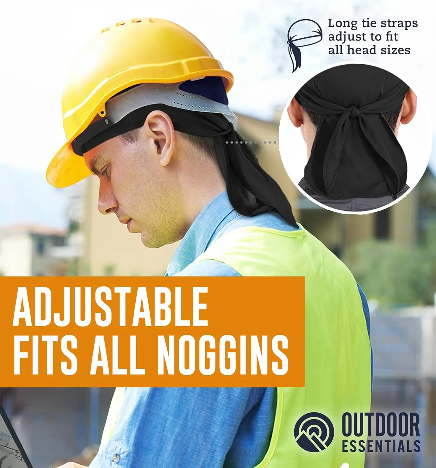 OutdoorEssentials Cooling Helmet Liner - Motorcycle Headwraps for Men - Do Rag Bandanas for Men - Bandana Skull Cap Biker Cap