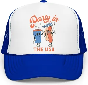 Party in The USA 4th of July Hot Dog Hat Classic 5 Panel Mesh Snap Back