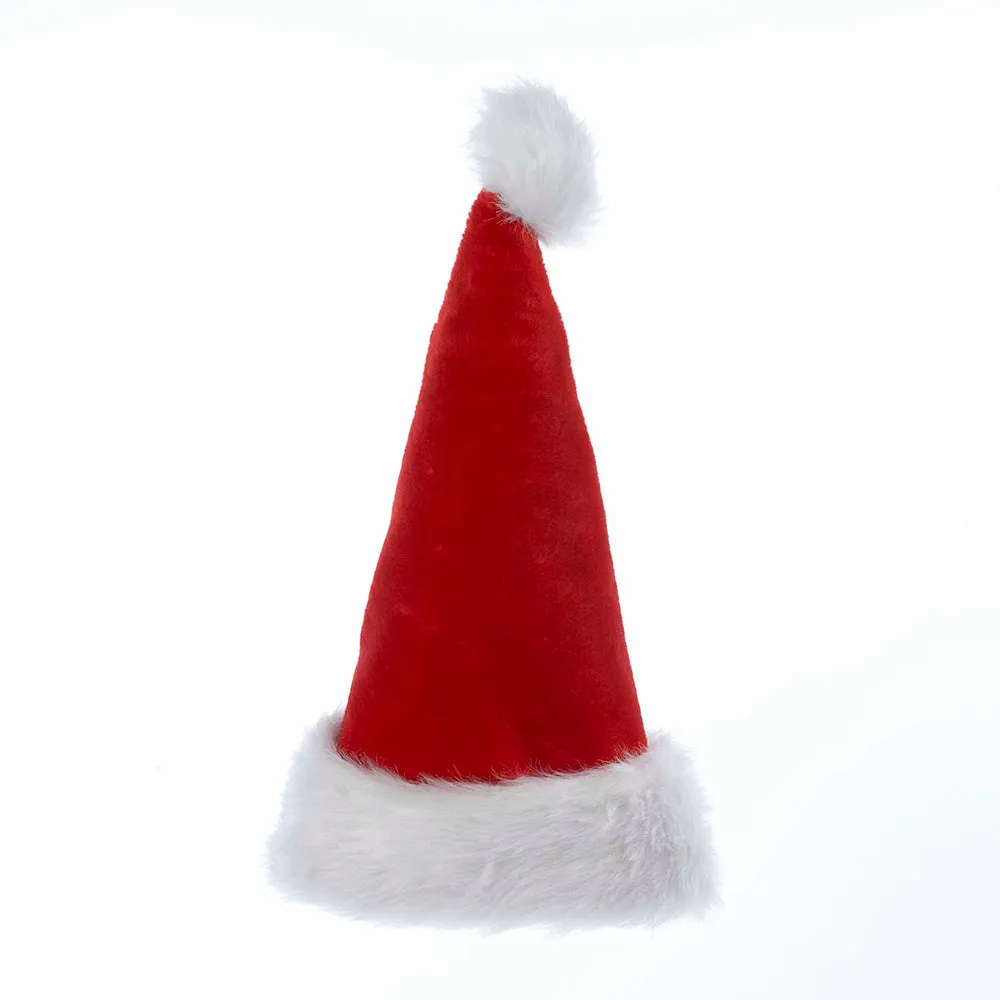 Plush Santa Hat With Fur Cuff and Pom-Pom