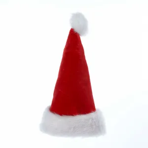 Plush Santa Hat With Fur Cuff and Pom-Pom