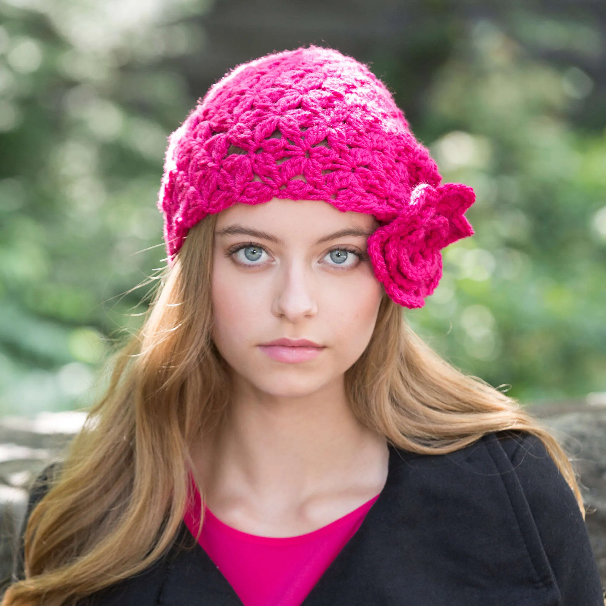 Red Heart Crochet Flower Cloche