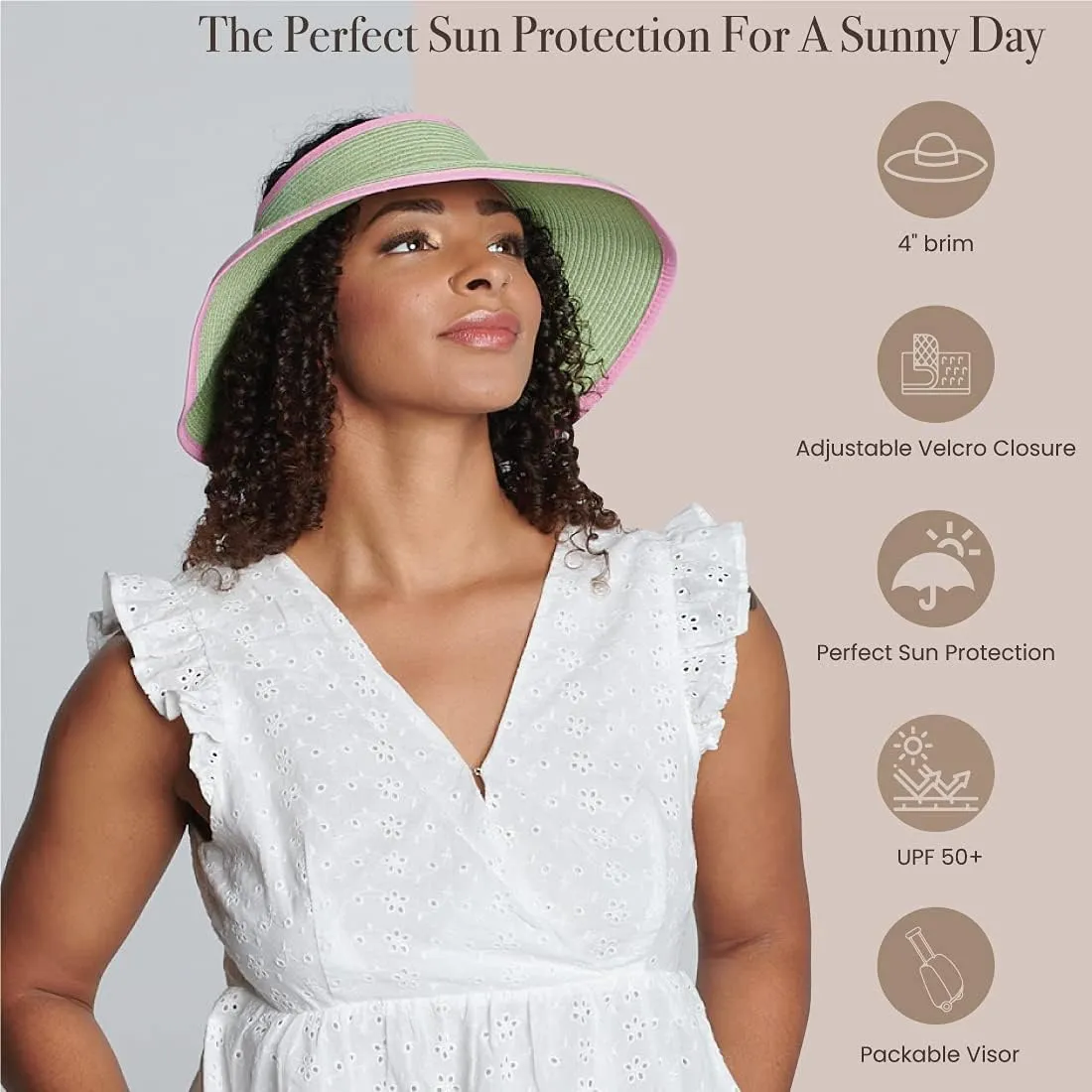 San Diego Hat Co. Women's One Size Ultrabraid Visor with Ribbon Binding, and Sweatband