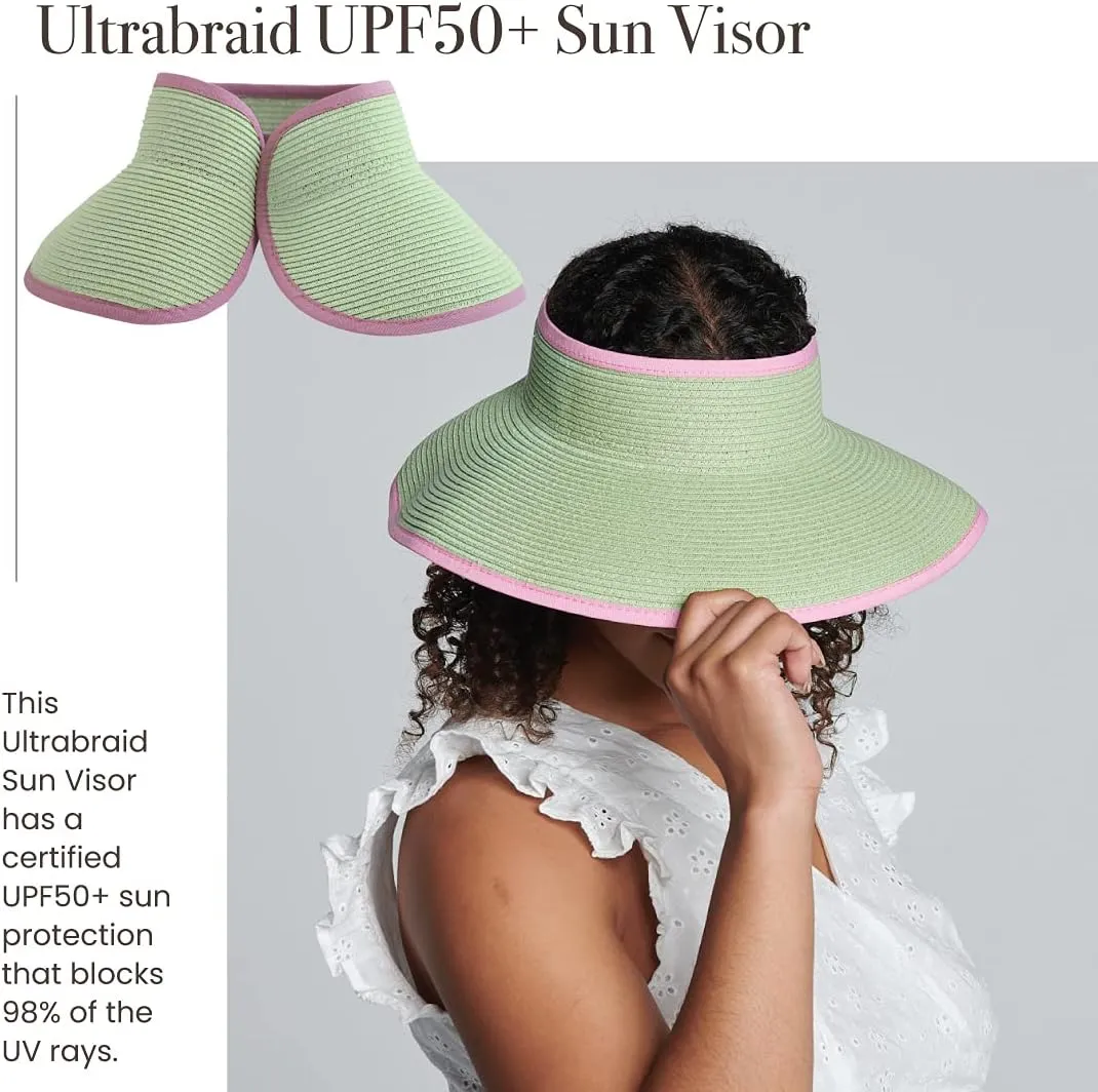 San Diego Hat Co. Women's One Size Ultrabraid Visor with Ribbon Binding, and Sweatband