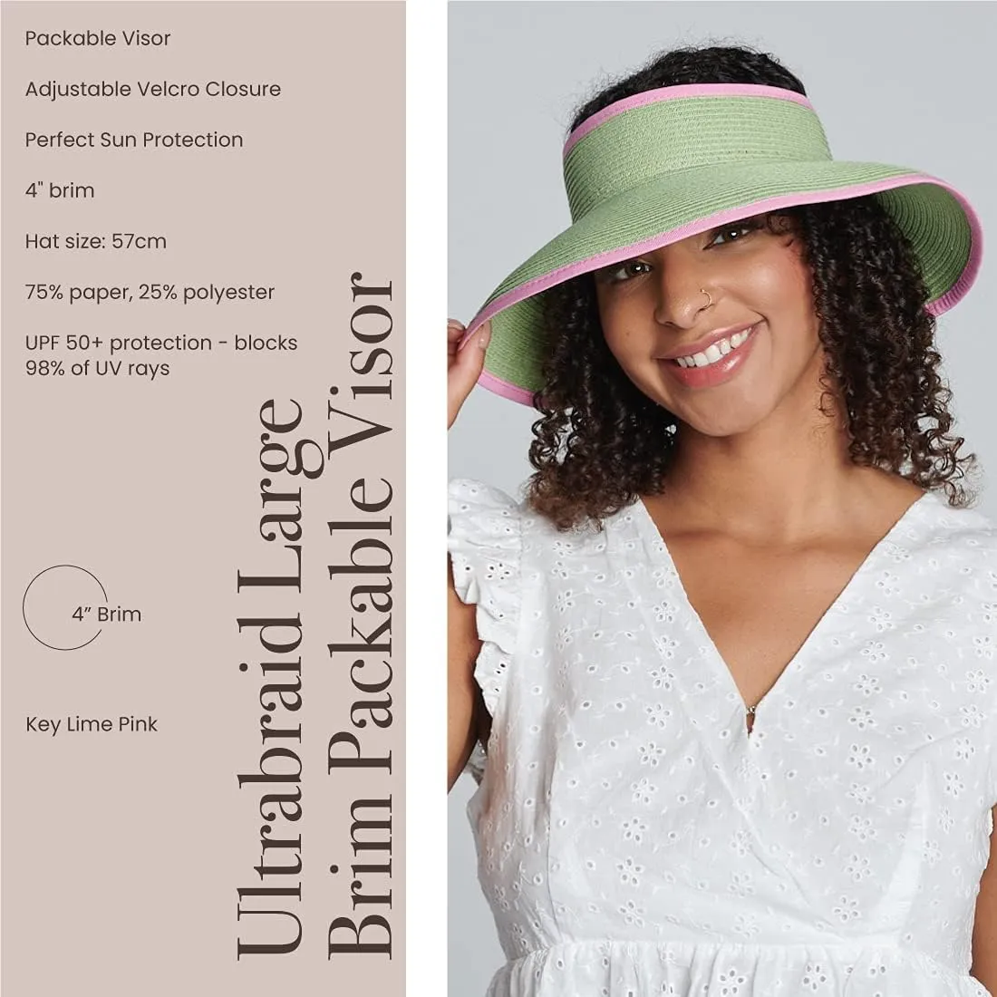 San Diego Hat Co. Women's One Size Ultrabraid Visor with Ribbon Binding, and Sweatband