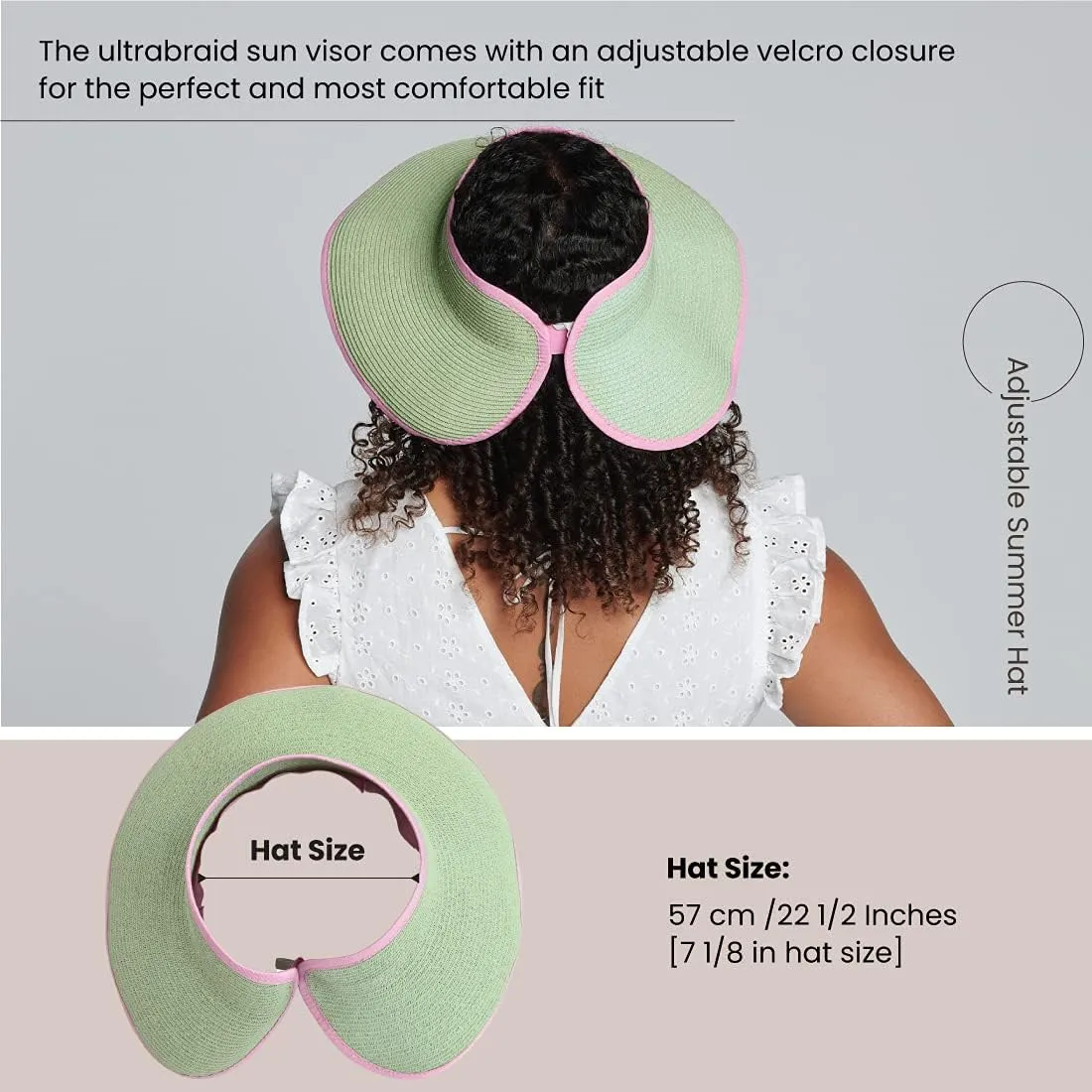 San Diego Hat Co. Women's One Size Ultrabraid Visor with Ribbon Binding, and Sweatband