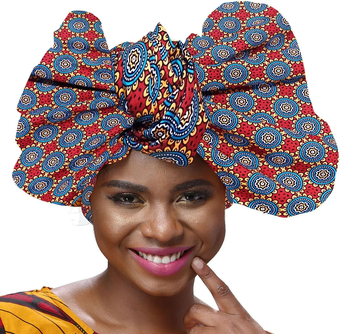 SHENBOLEN African Traditional Wax Print Head wrap Headwrap Scarf Tie,One Size