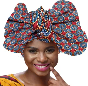 SHENBOLEN African Traditional Wax Print Head wrap Headwrap Scarf Tie,One Size