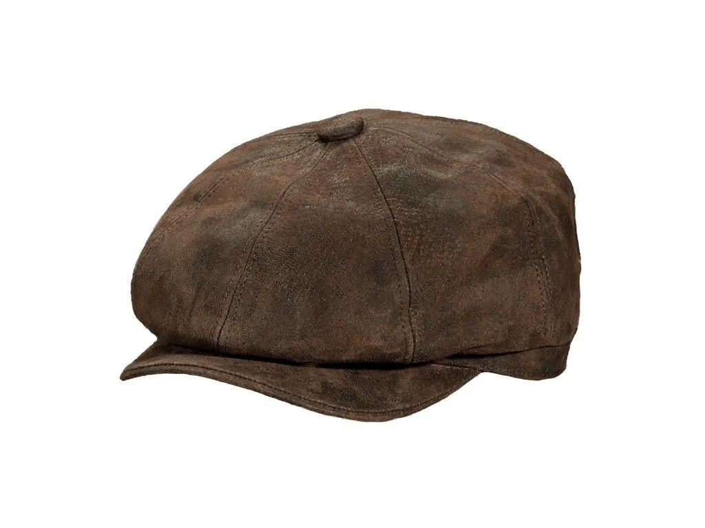 Stetson Edison Weathered Leather Newsboy Cap