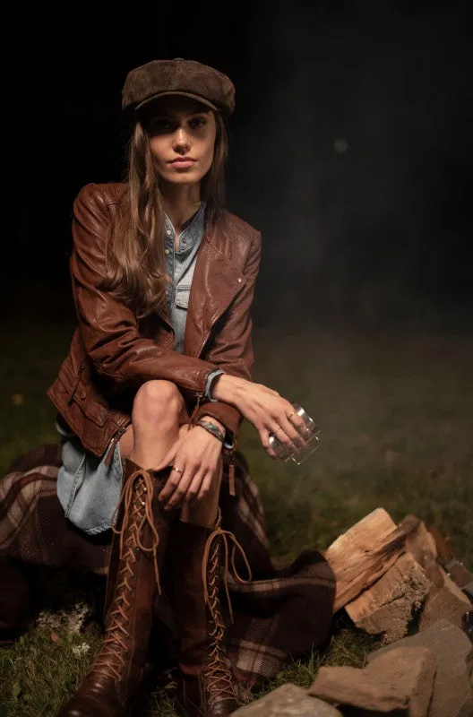 Stetson Edison Weathered Leather Newsboy Cap