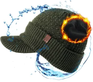 TOP-EX L/XL/XXL 50% Merino Wool Waterproof All Weather Brim Beanie Fleece Lined Unisex