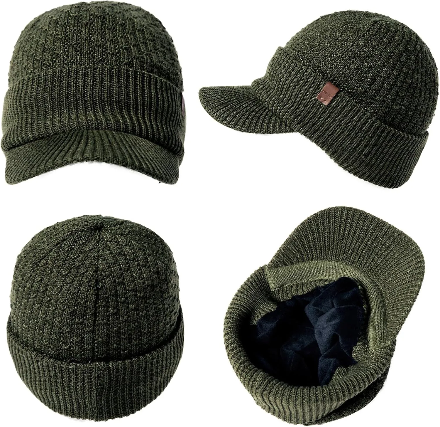 TOP-EX L/XL/XXL 50% Merino Wool Waterproof All Weather Brim Beanie Fleece Lined Unisex