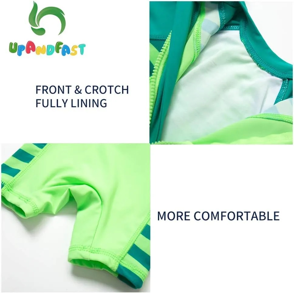 upandfast Baby/Toddler Swimsuit UPF 50  Sun Protection One Piece Zipper Bathing Suit with Sun Hat Infant Beach Swimwear