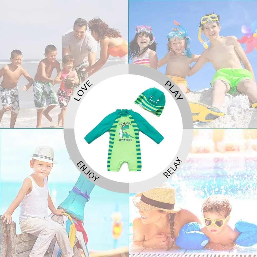upandfast Baby/Toddler Swimsuit UPF 50  Sun Protection One Piece Zipper Bathing Suit with Sun Hat Infant Beach Swimwear