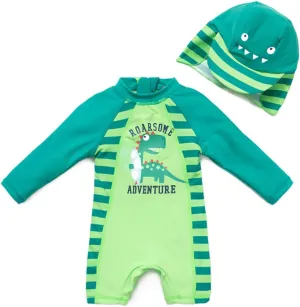 upandfast Baby/Toddler Swimsuit UPF 50  Sun Protection One Piece Zipper Bathing Suit with Sun Hat Infant Beach Swimwear
