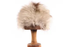 Vintage Cream and Brown Fur Winter Hat 56cm